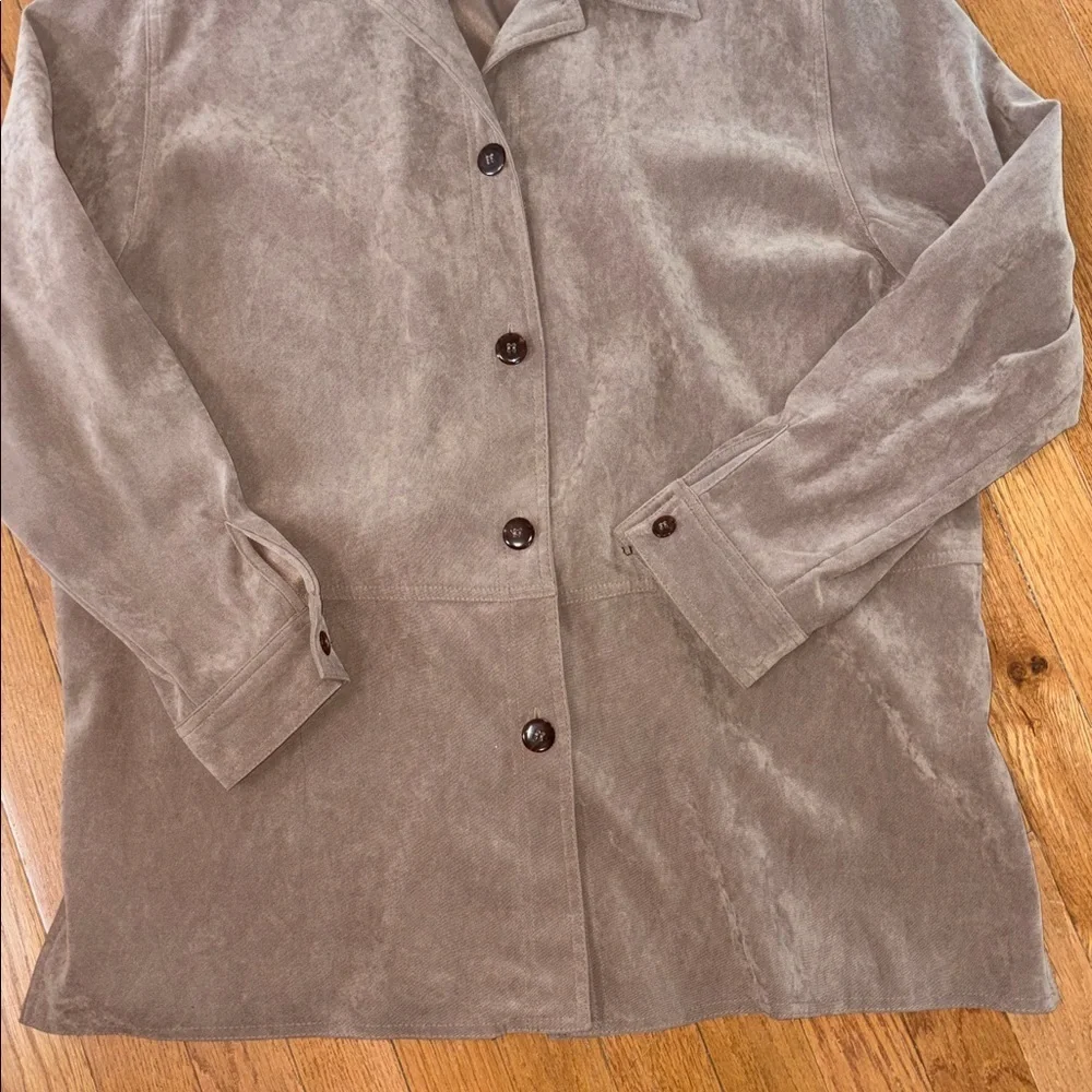 Fleet Street Faux Suede Button Front Overshirt Jacket Size Large